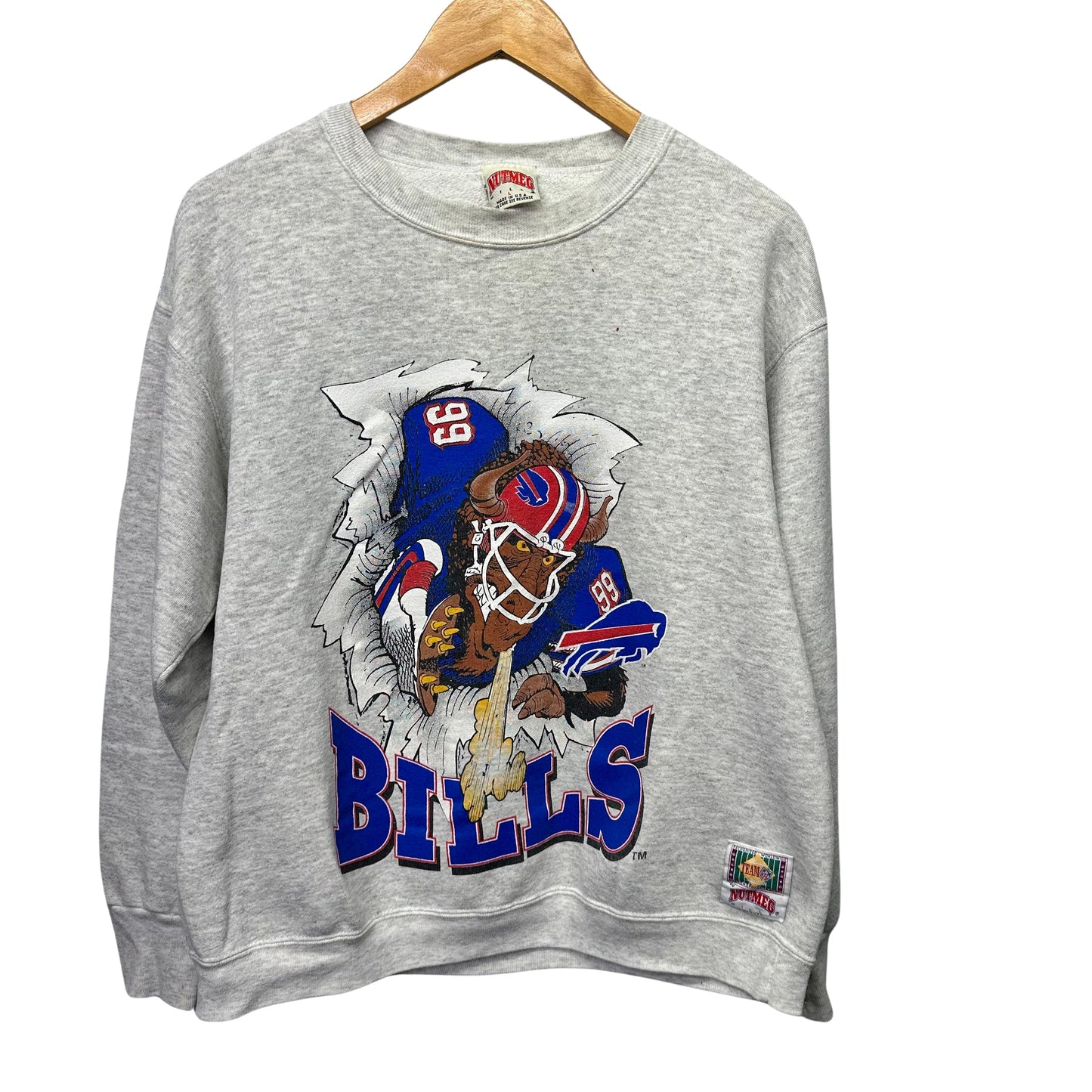 Vintage Buffalo Bills Jack Davis Double Sided Crewneck Sweatshirt Large