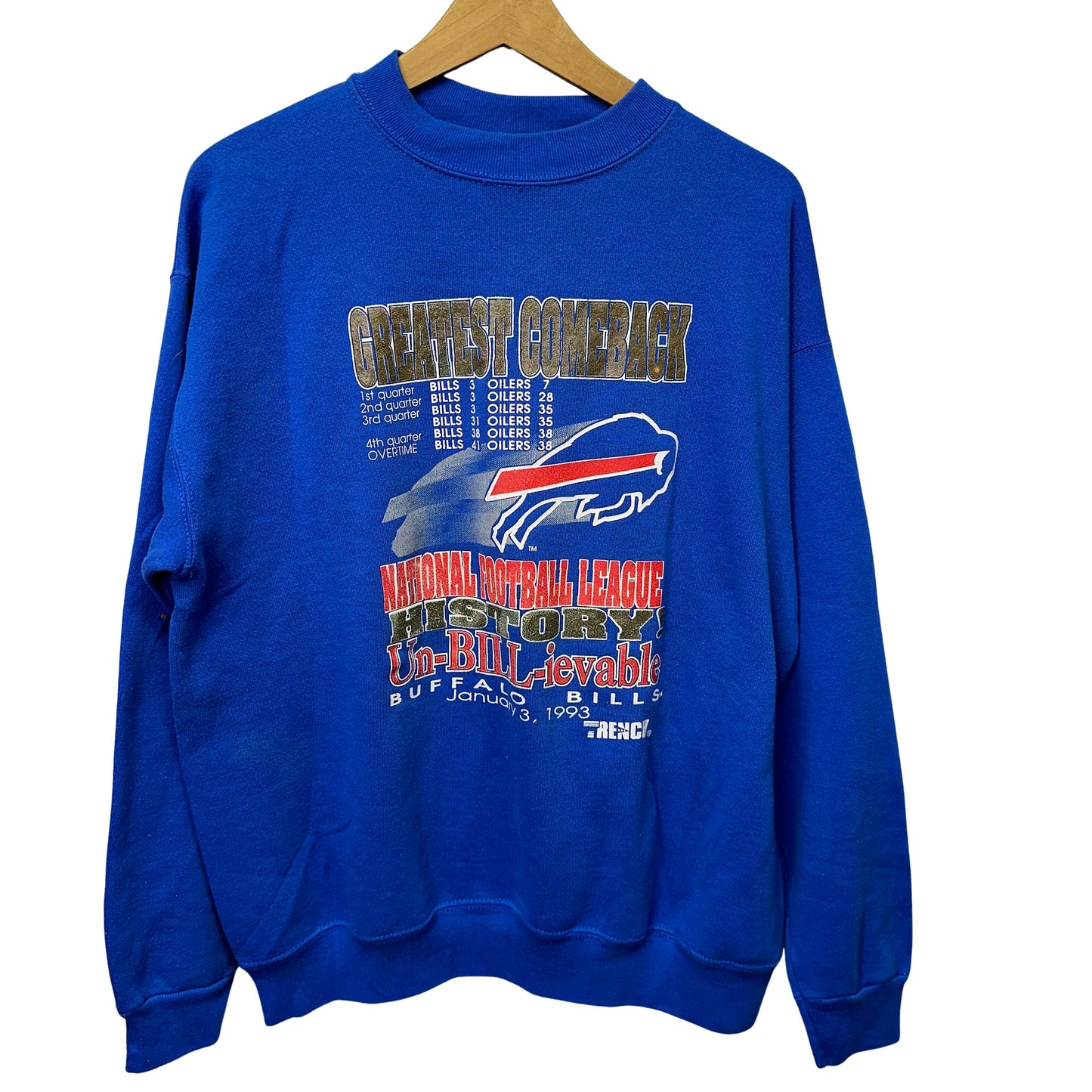 Vintage Buffalo Bills Unbelievable Greatest Comeback Crewneck Sweatshirt Large