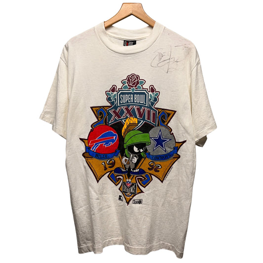 Vintage Buffalo Bills 1992 Super Bowl Marvin the Martian Cartoon Emmitt Smith Signed Shirt Large