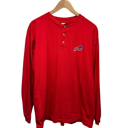 Vintage Buffalo Bills Long Sleeve Henley Shirt Large