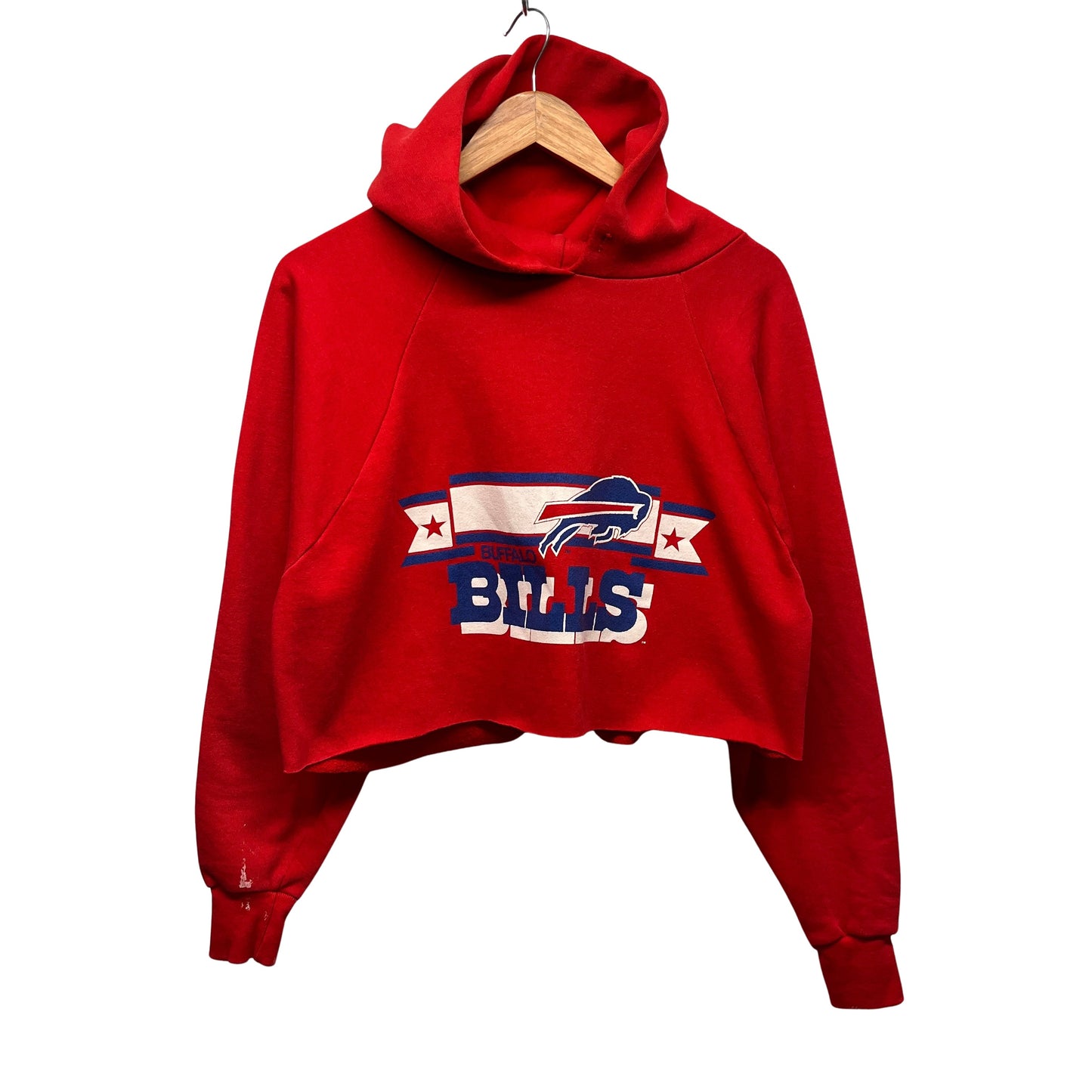 Vintage Buffalo Bills Cropped Hoodie Sweatshirt Large