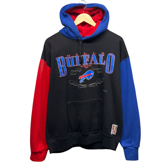 Vintage Buffalo Bills Color Block Hoodie Sweatshirt Large