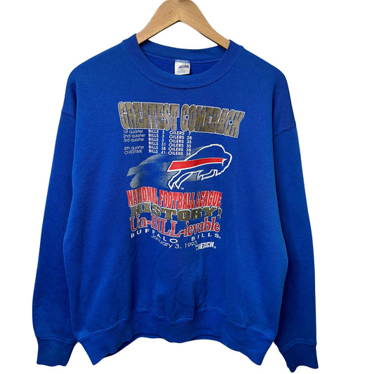 Vintage Buffalo Bills Unbelievable Greatest Comeback Crewneck Sweatshirt Large