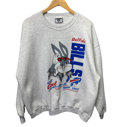 Vintage Buffalo Bills Bugs Bunny Looney Tunes Crewneck Sweatshirt XL