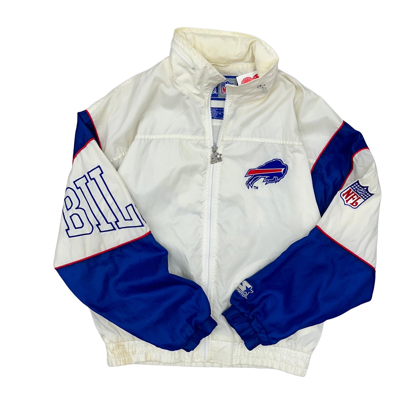 Vintage Buffalo Bills Starter White Windbreaker Jacket Medium-Large