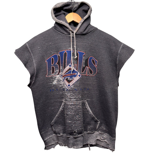 Vintage Buffalo Bills Thrashed Chopped Hoodie Sweatshirt Large